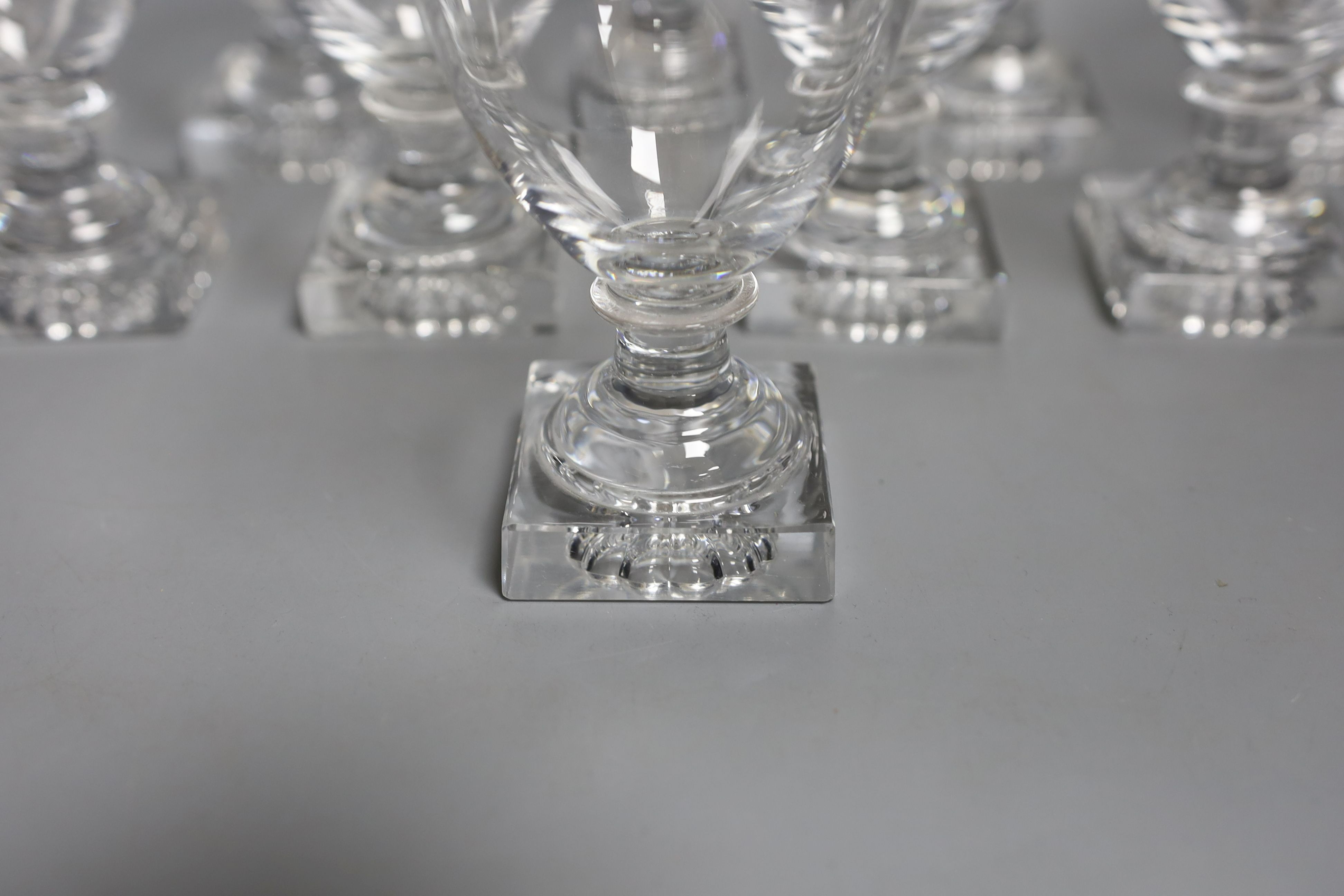 A set of ten Victorian glass 'lemonsqueezer' based wine glasses - 11.5cm tall